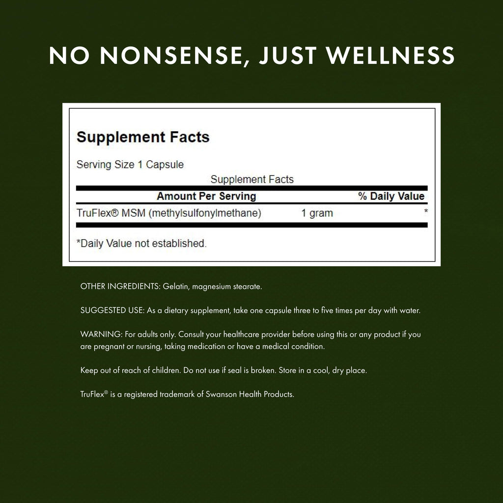 MSM Joint Health Supplement, 1000 mg, 240 Capsules F207563