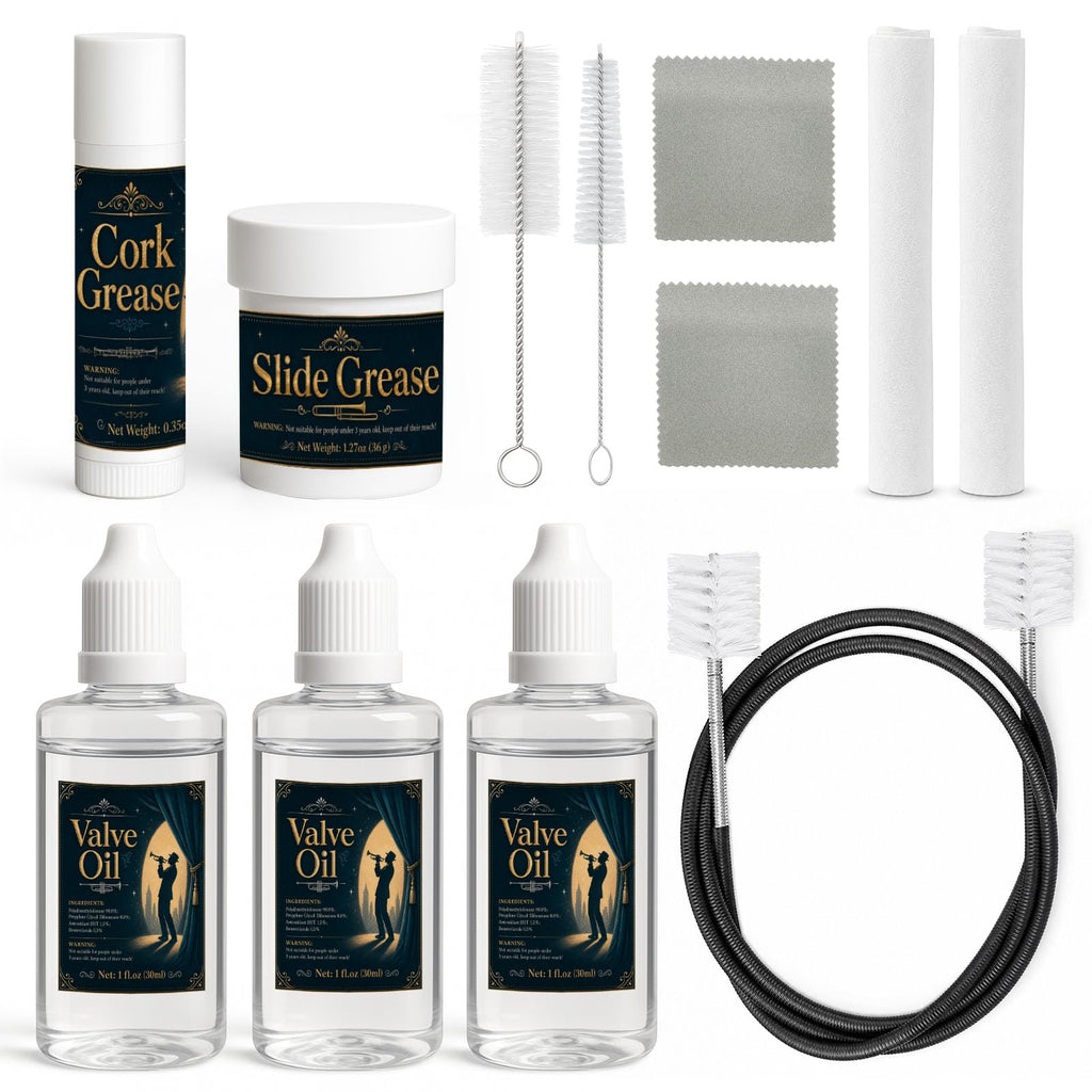 12 Pc Trumpet Cleaning Care Kit with Valve Oil, Grease, Brush P20975