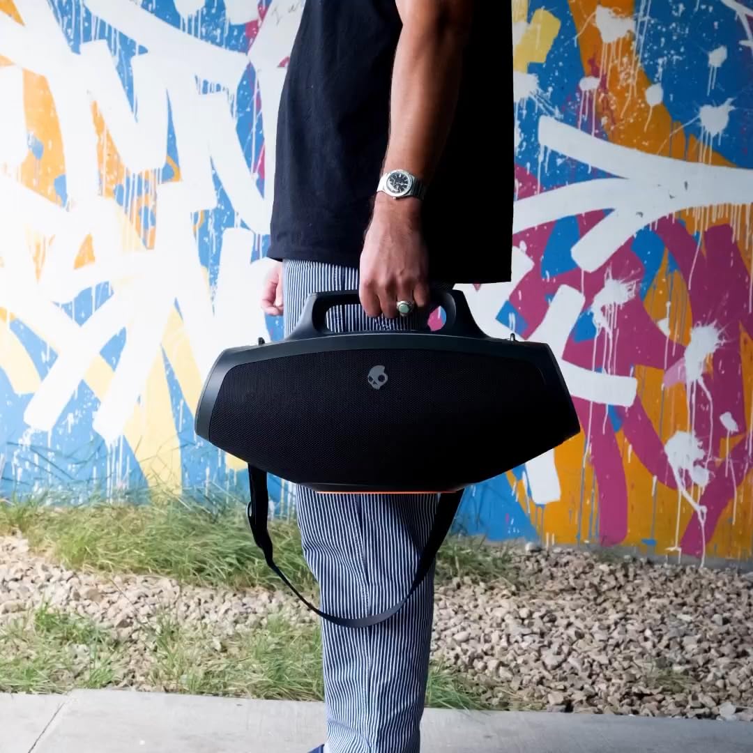 Water-Resistant Wireless Portable Bluetooth Boombox Speaker with LED Lightshow R75292