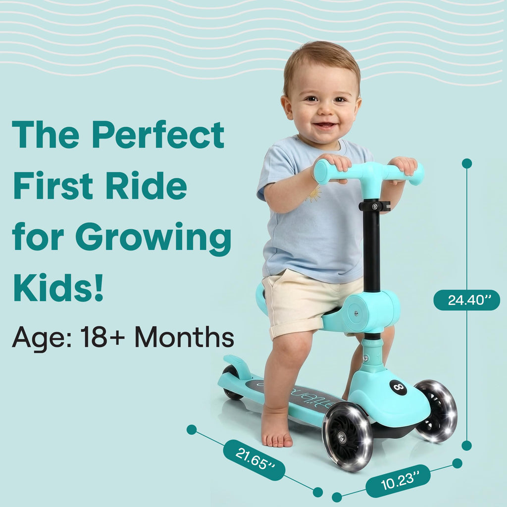 3-Wheel Kids Scooter with Seat, LED Wheels, Adjustable Handlebar G6496