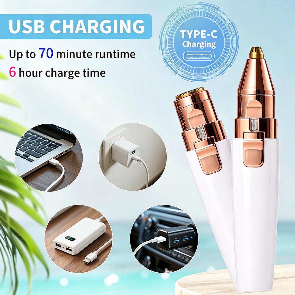 2 in 1 Electric Facial Hair Removal with LED Light N691