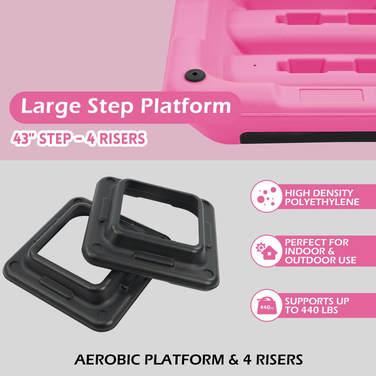 Adjustable Step Aerobic Platform with Risers V582231