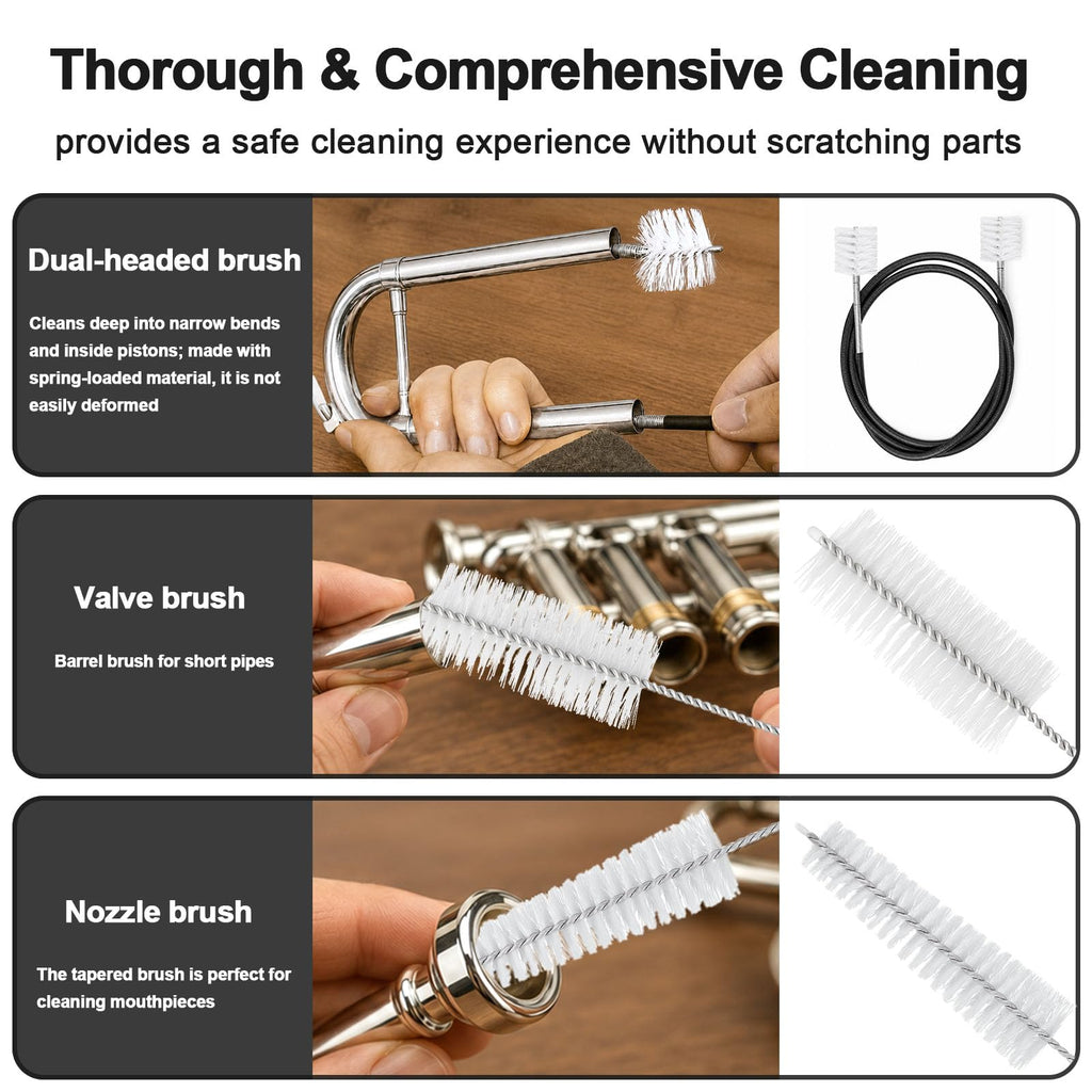 12 Pc Trumpet Cleaning Care Kit with Valve Oil, Grease, Brush P20975