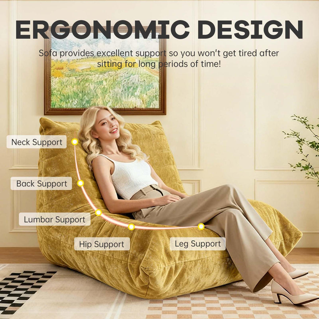 Yellow Memory Foam Bean Bag Chair E7822