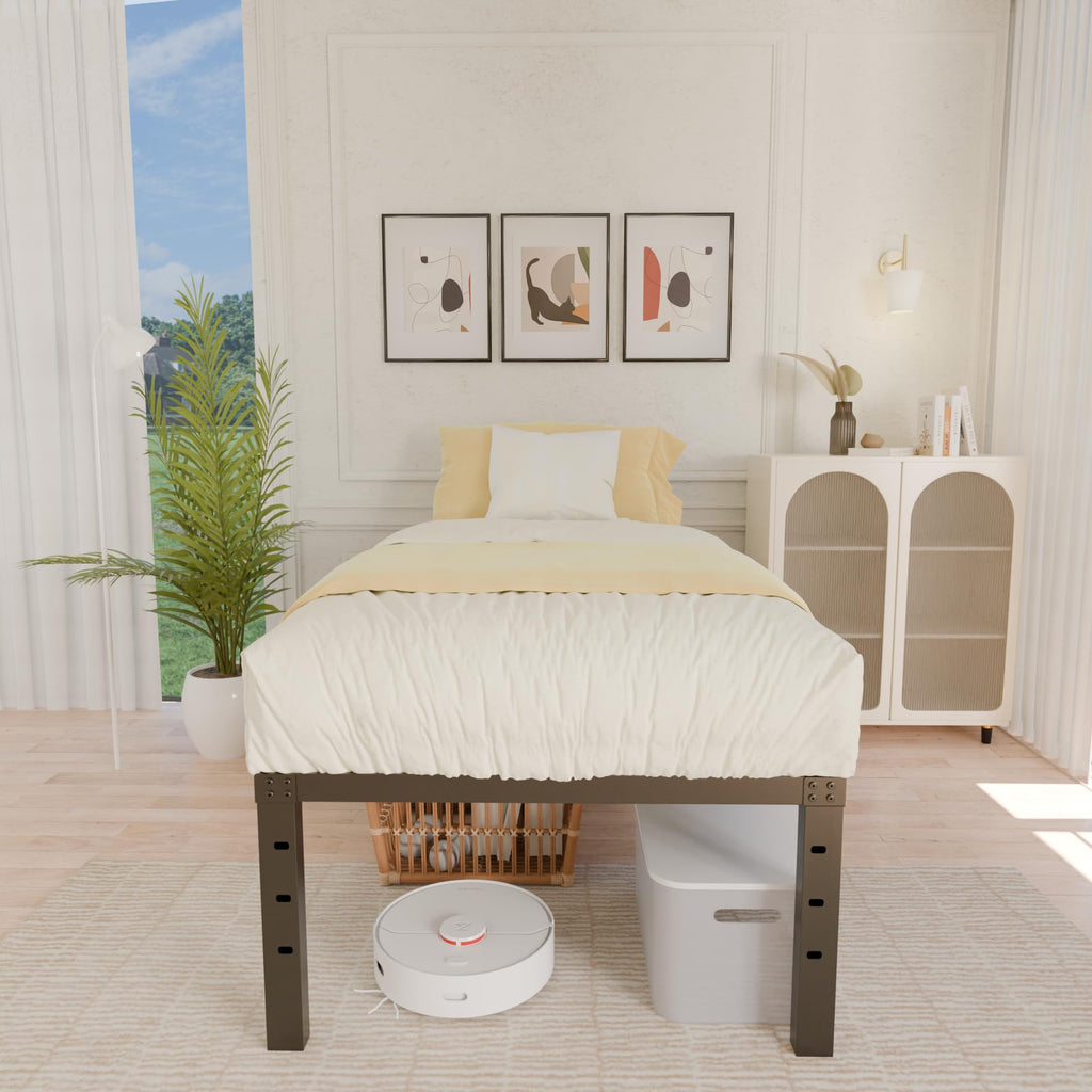18 Inch Metal Twin Bed Frame Heavy Duty Noise Free S476