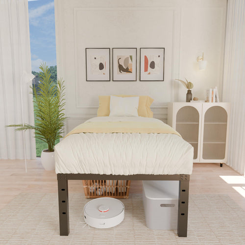 18 Inch Metal Twin Bed Frame Heavy Duty Noise Free S476