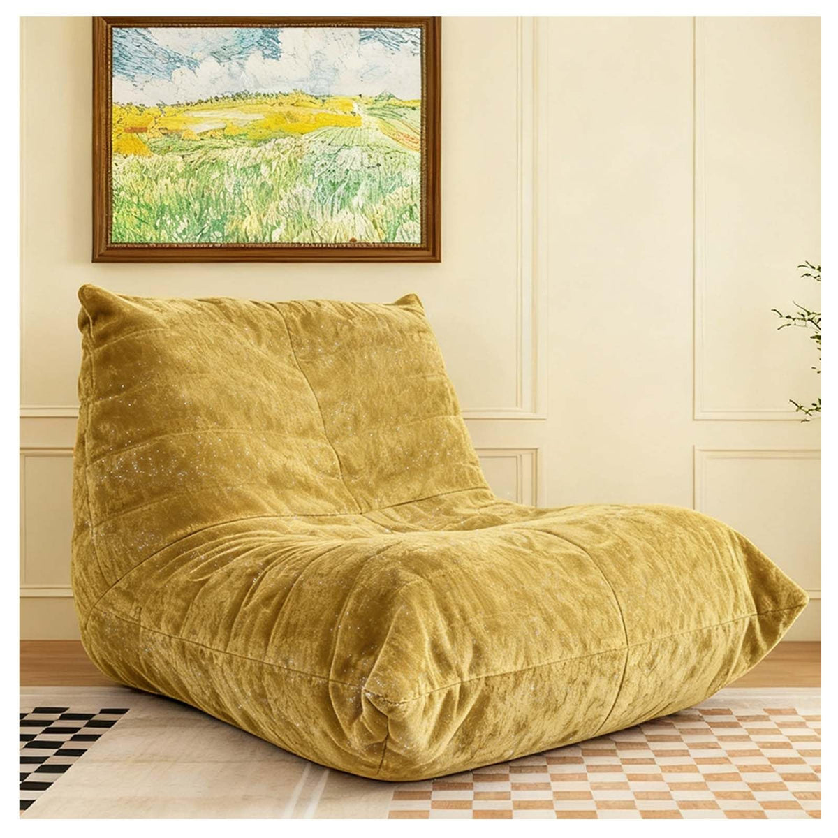 Yellow Memory Foam Bean Bag Chair E7822