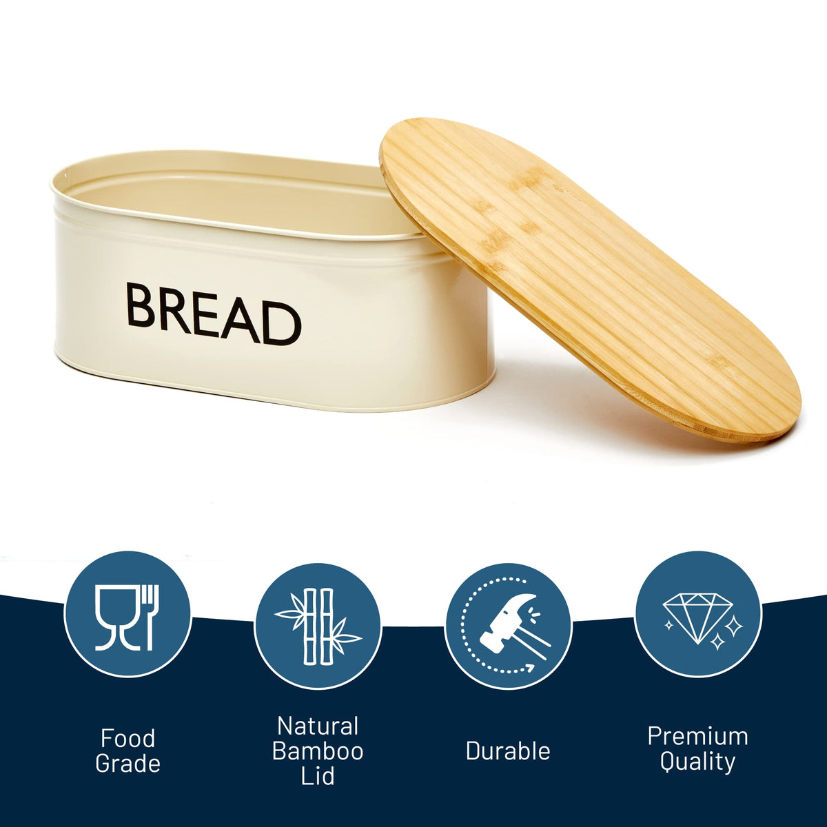 Metal Bread Box with Bamboo Lid W8966