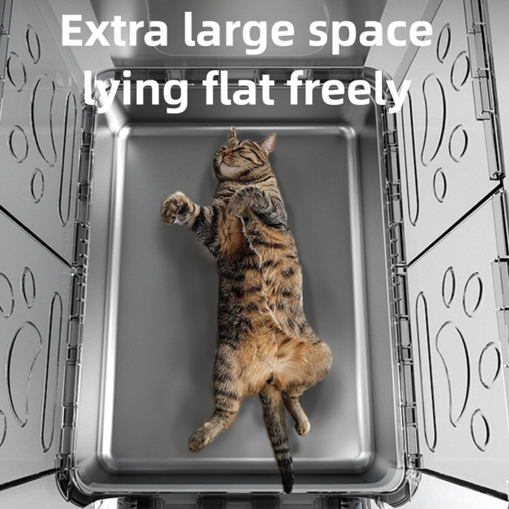 Foldable Stainless Steel Enclosed Cat Litter Box with Lid and Scoop Q8320