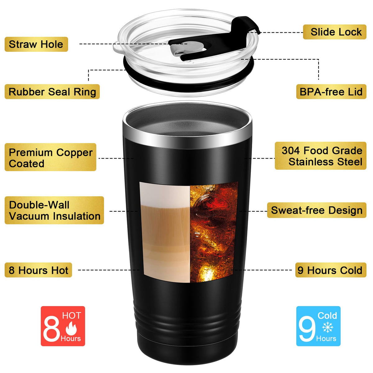 8 Pack 20 oz Tumbler with Lid W916