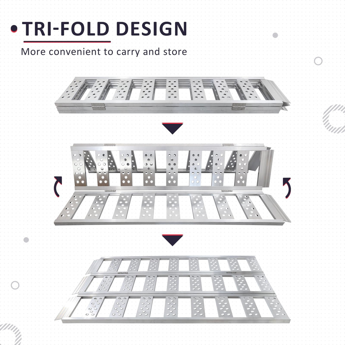 Full Width Aluminum Tri-Fold Loading Ramps with Treads K10265