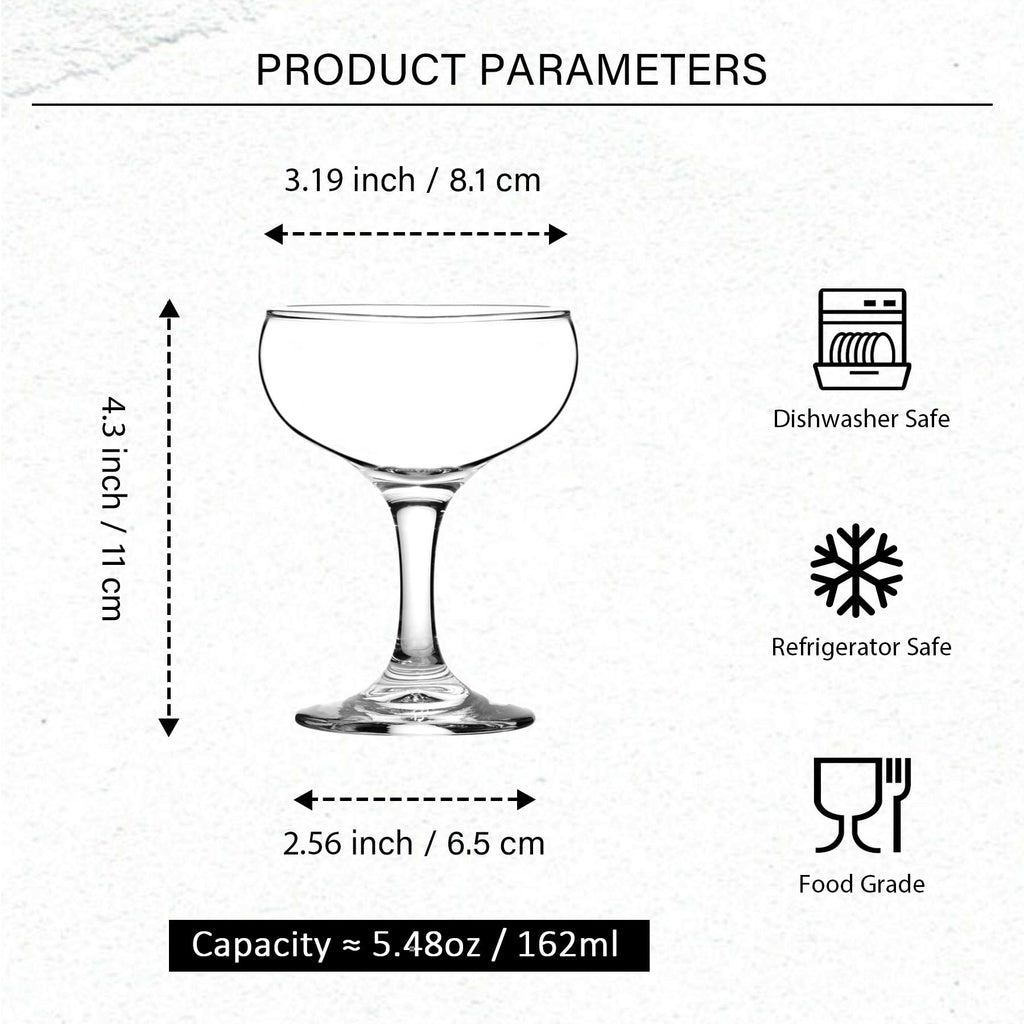 Clear 5 Ounce Stemmed Cocktail Glasses Set of 6 J9538