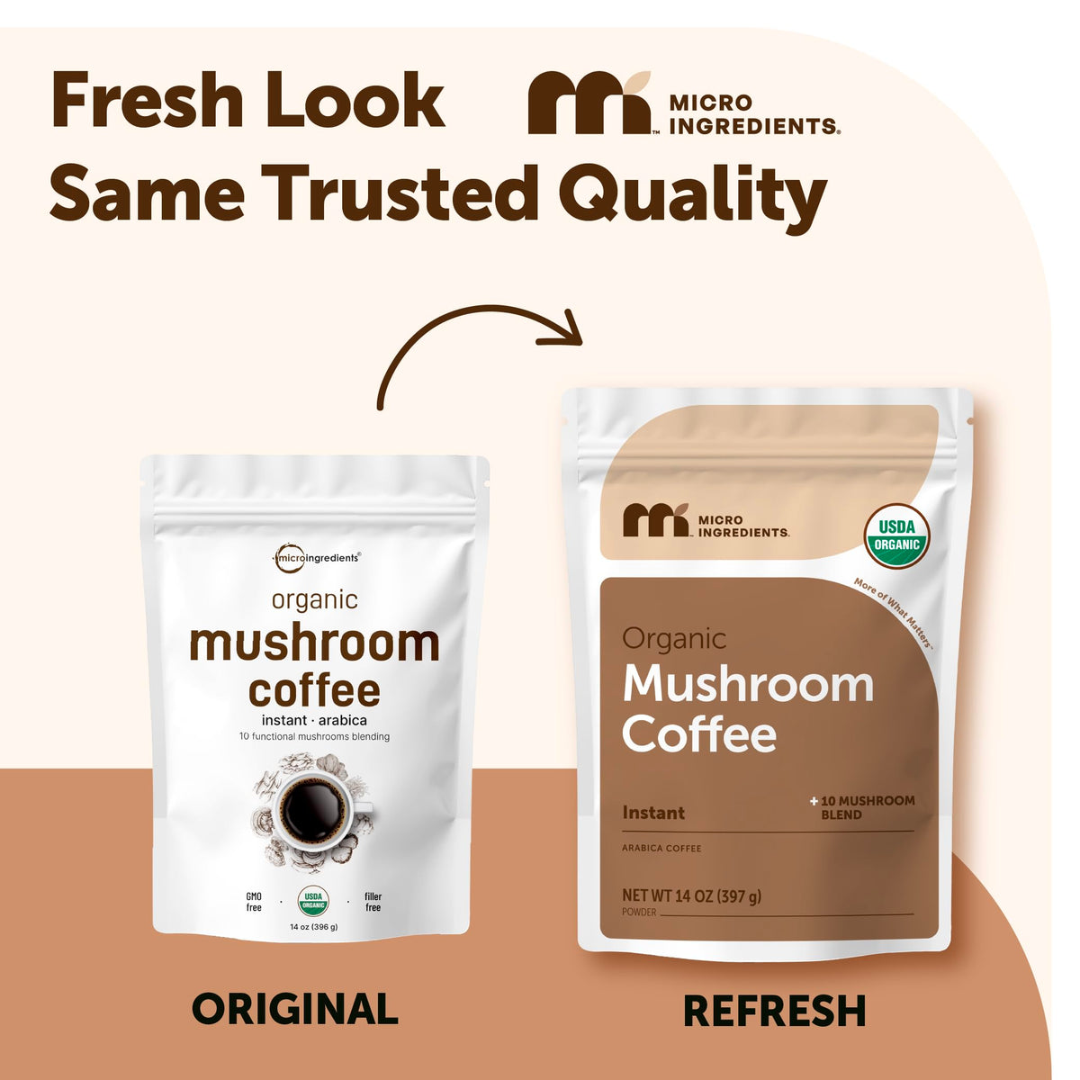 Organic Instant Mushroom Coffee, 14 oz Medium Roast Arabica Q972