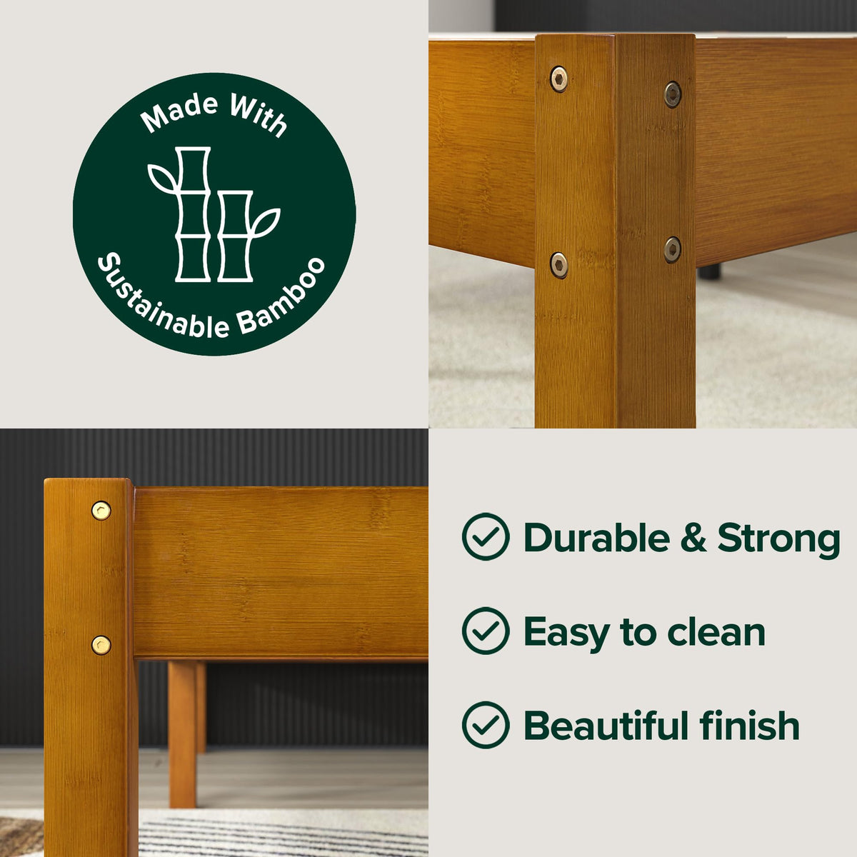 14 Inch Bamboo Platform Bed Frame, Queen T337200