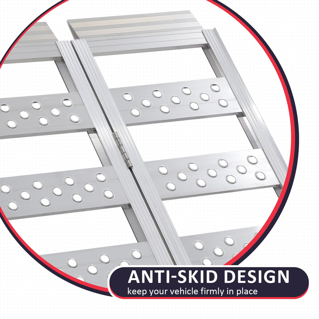 Full Width Aluminum Tri-Fold Loading Ramps with Treads K10265