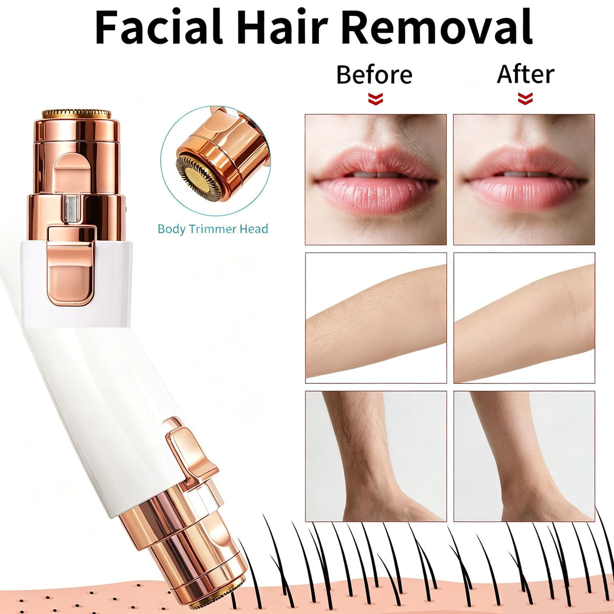 2 in 1 Electric Facial Hair Removal with LED Light N691