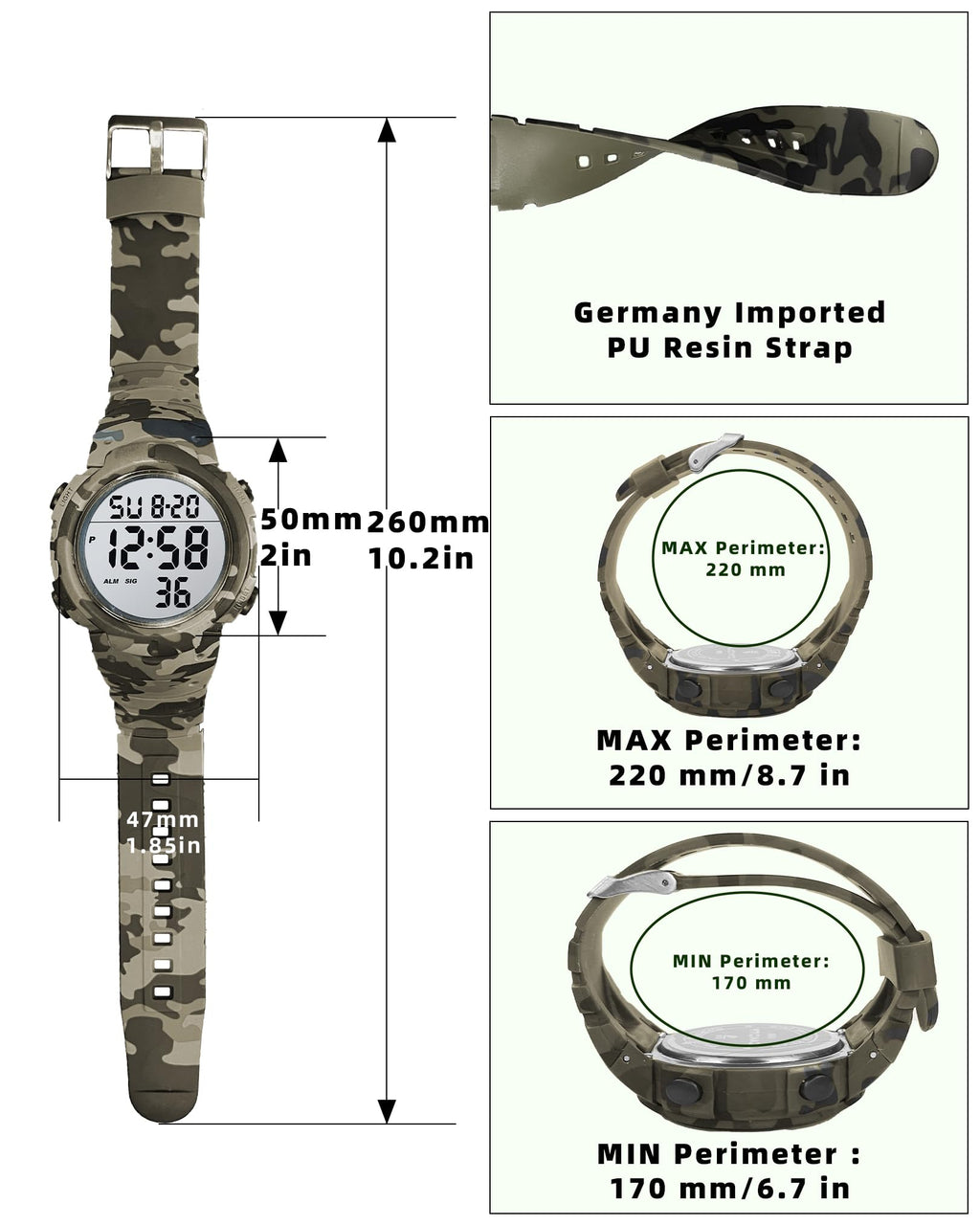 Digital Watch Mens Waterproof Sport Wristwatch B390643