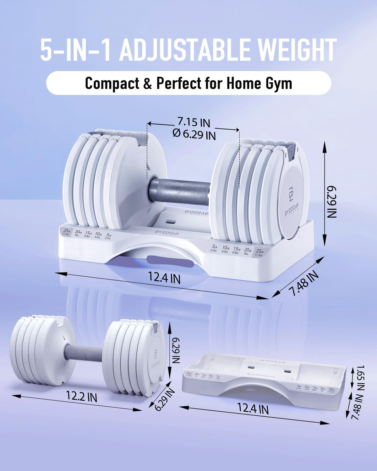 Adjustable Dumbbell 5-in-1 White K644
