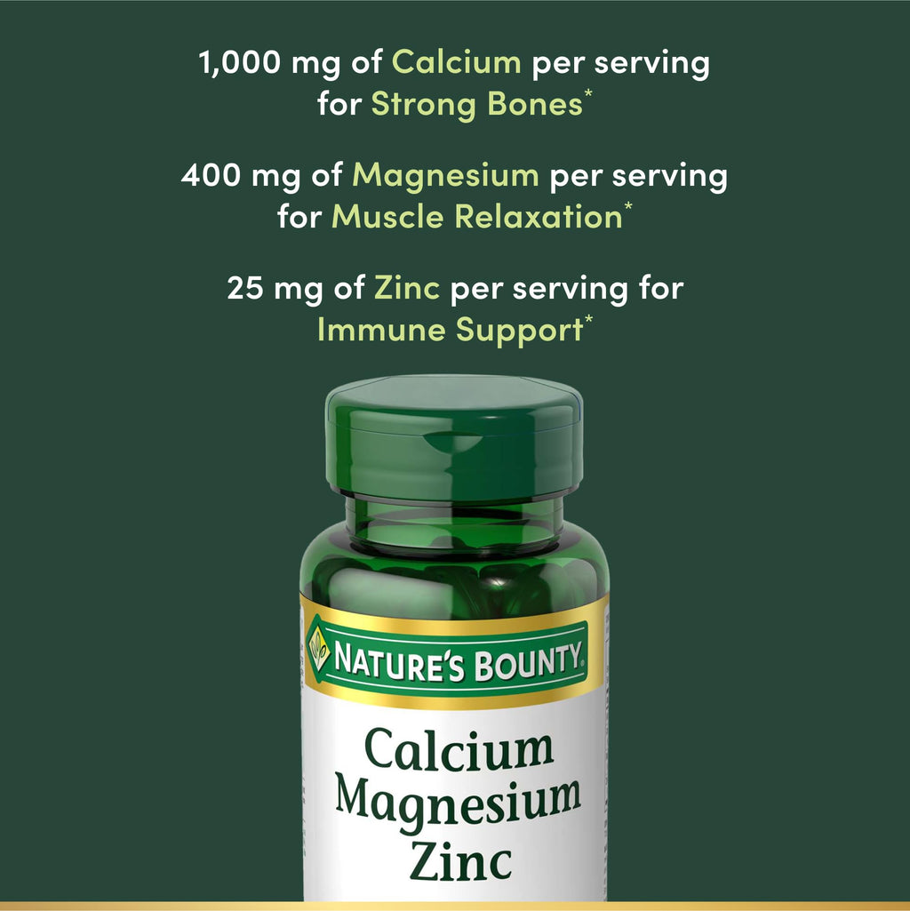 Calcium Magnesium & Zinc Caplets 100 Count K8916