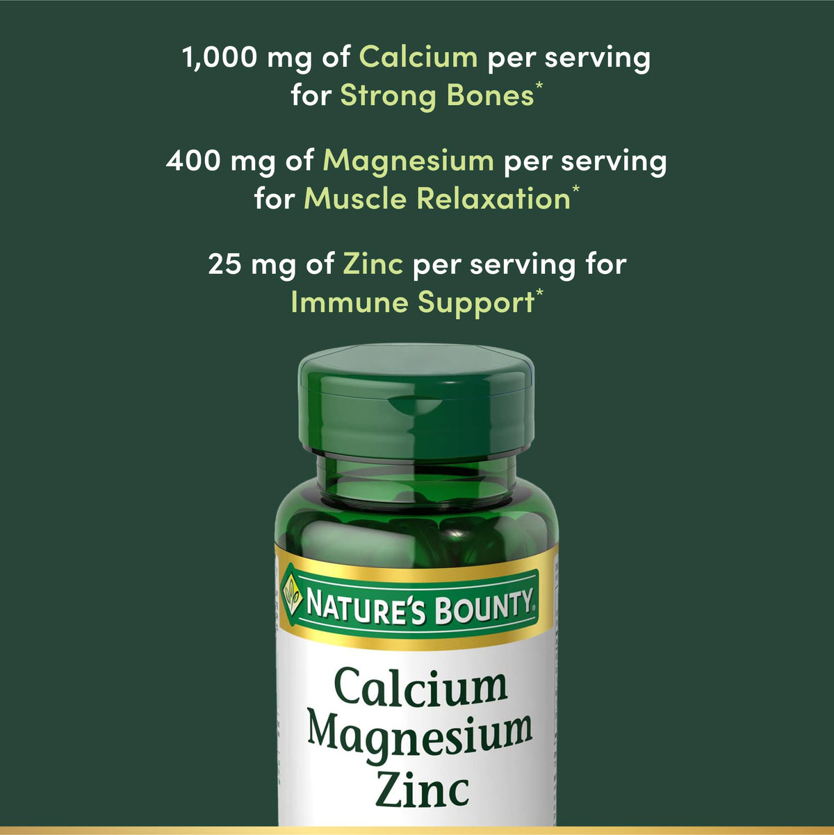 Calcium Magnesium & Zinc Caplets 100 Count K8916