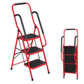 3 Step Folding Steel Step Ladder with Handrails N382368