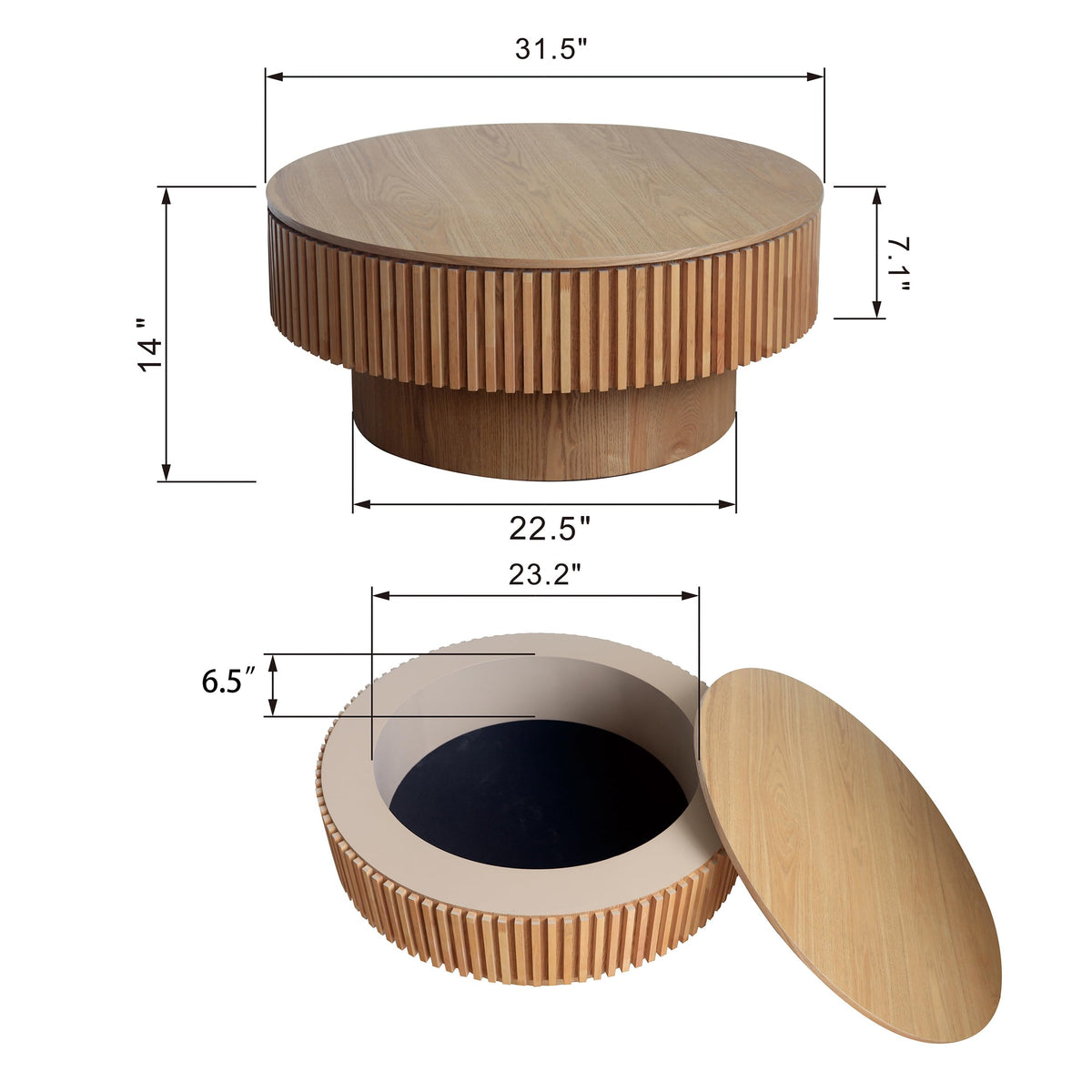 31.5'' Round Coffee Table with Storage Q15105