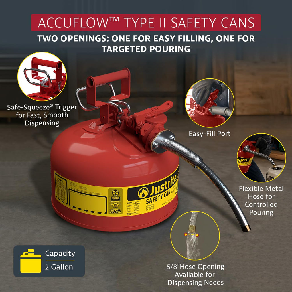 Red Galvanized Steel Gasoline Safety Can R184435