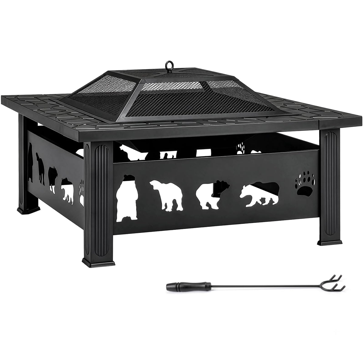 32 Inch Square Wood Burning Fire Pit Table W2896