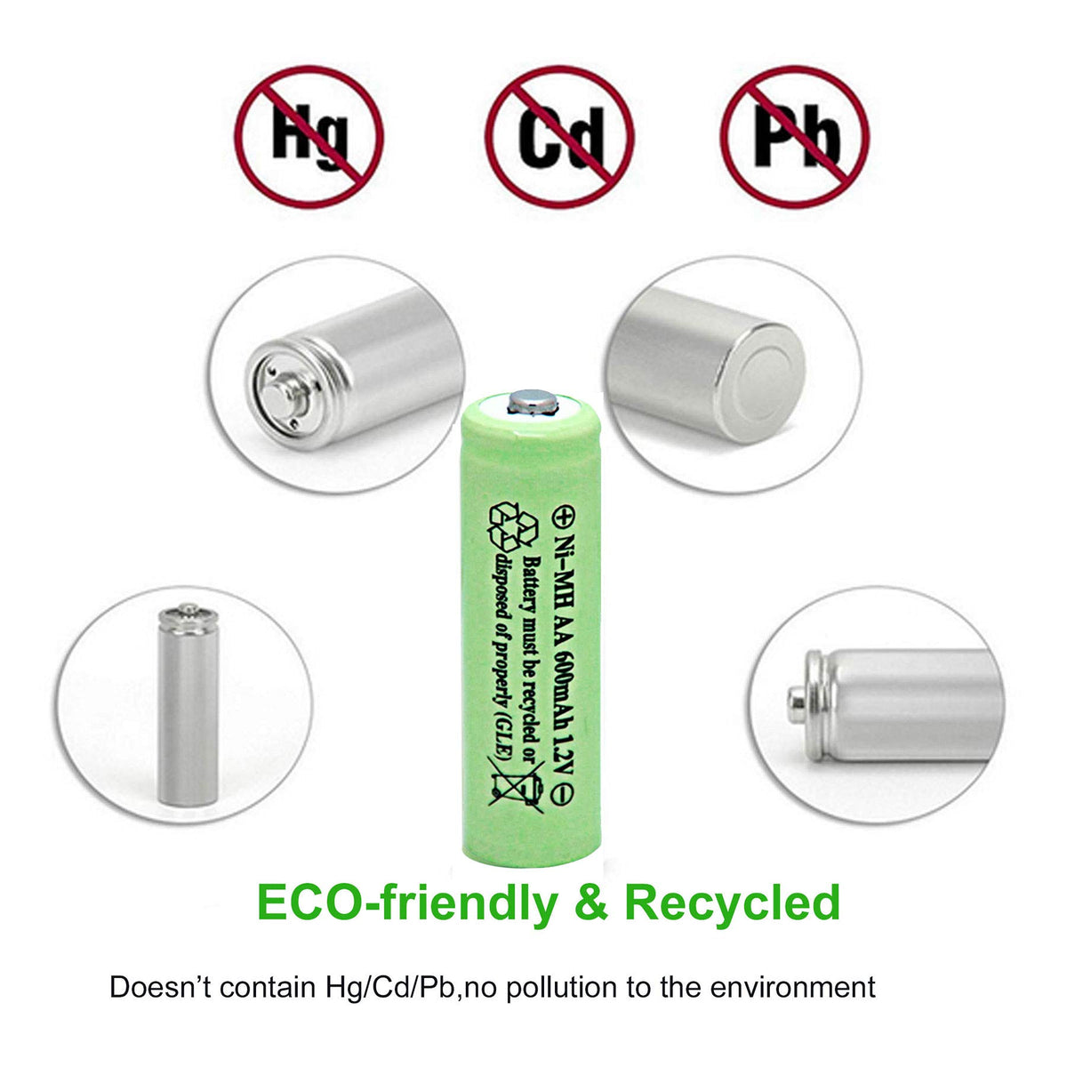 NiMH AA 600mAh 1.2V Rechargeable Batteries Pack of 12 X34529