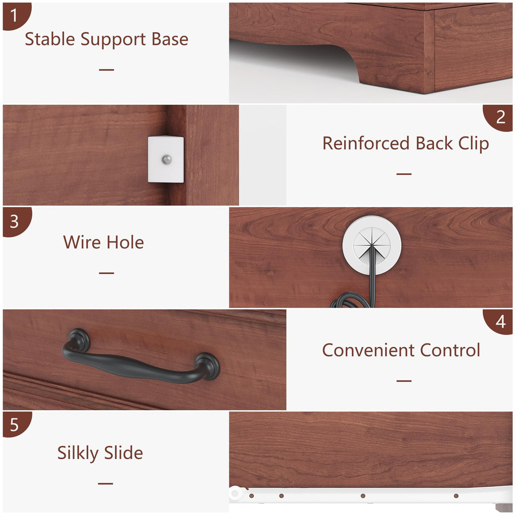 Cherry Brown 3 Drawer Nightstand with Charging Station M77266
