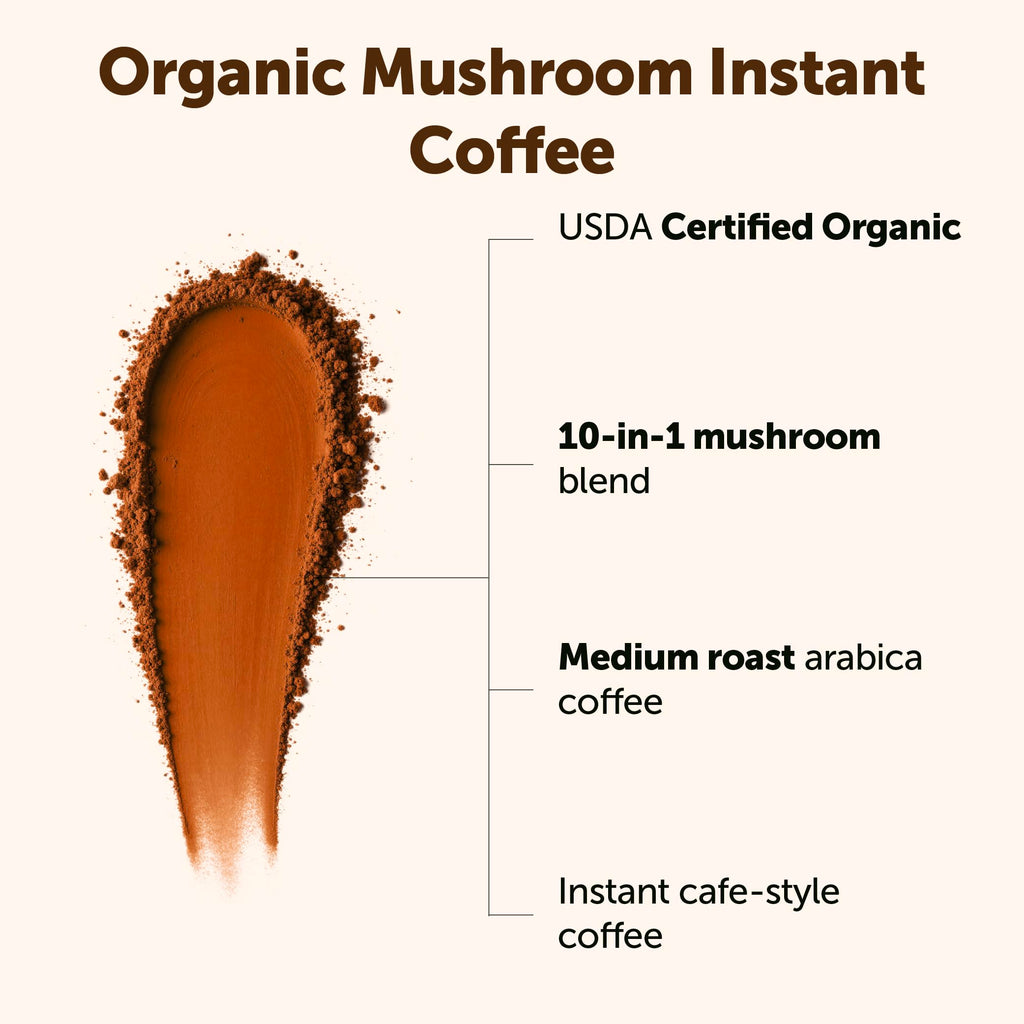 Organic Instant Mushroom Coffee, 14 oz Medium Roast Arabica Q972