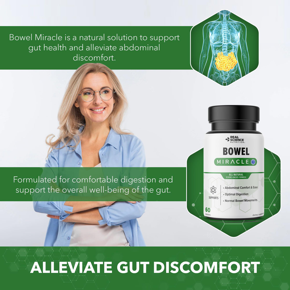 60 Caps Gut Support Supplement with Vinitrox GABA G3081
