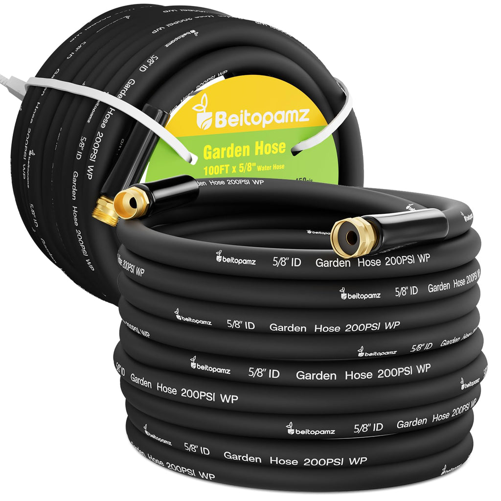 100 ft 5/8 in Heavy Duty Flexible Rubber Hybrid Garden Hose W891359