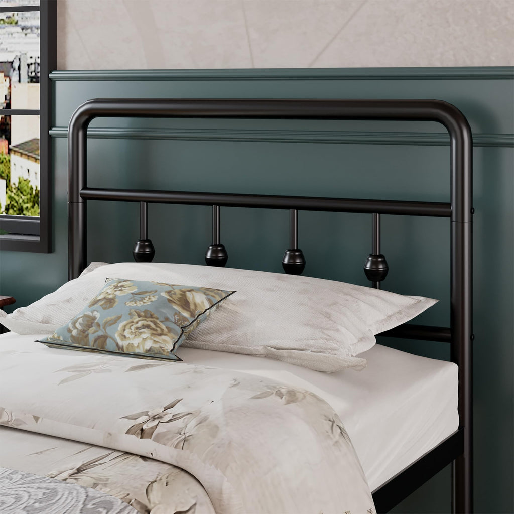16 Inch Twin Metal Platform Bed with Headboard and Footboard T80257
