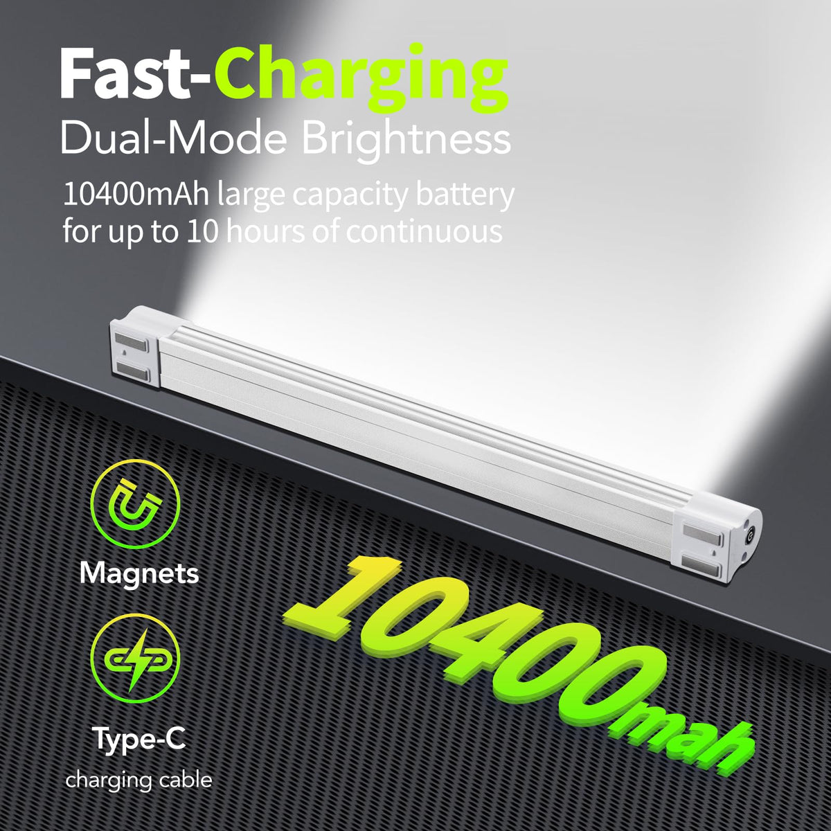LED Tube Magnetic Work Light 6000Lumens 10400mAh USB Rechargeable H57586