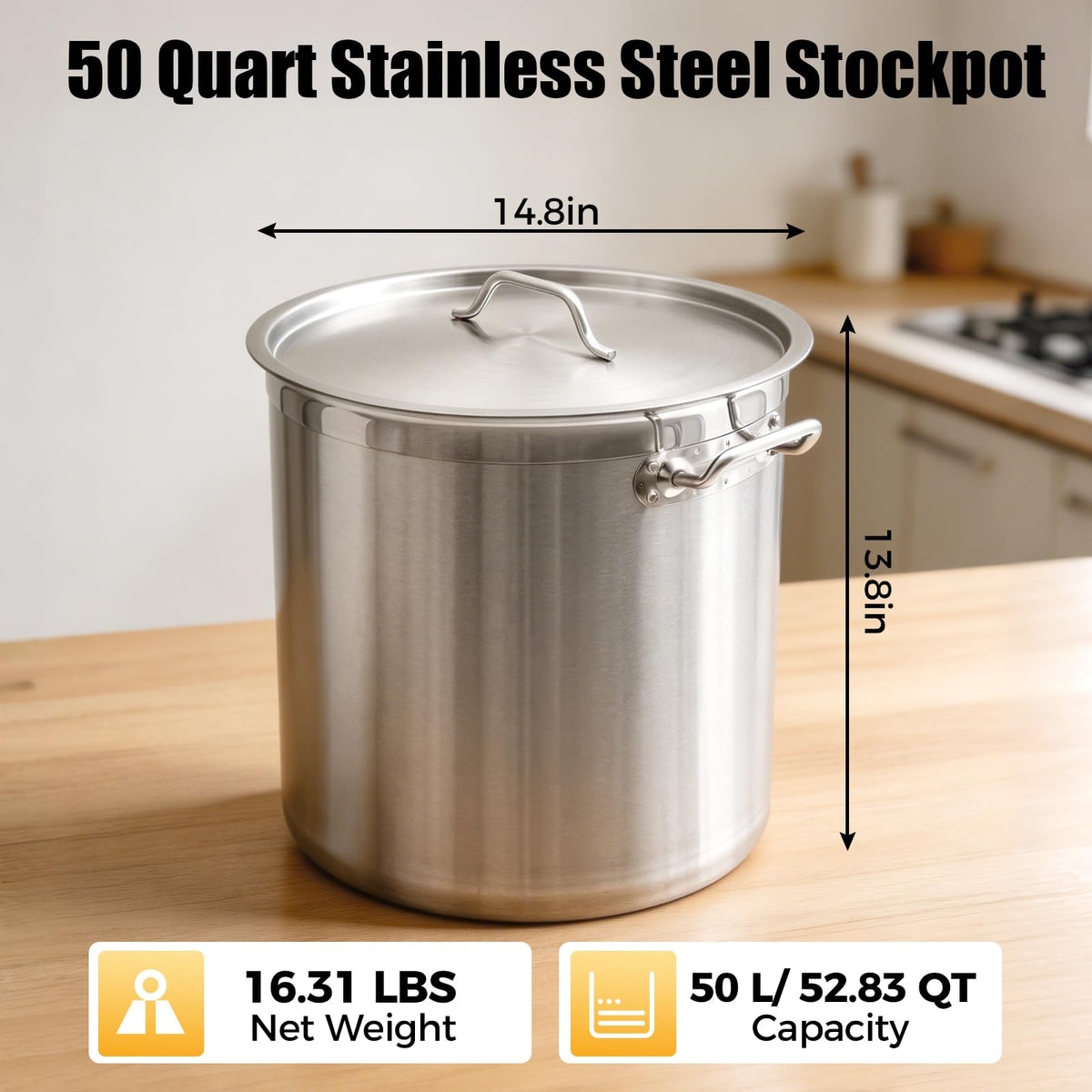 50 Quart Stainless Steel Stockpot with Lid T62084