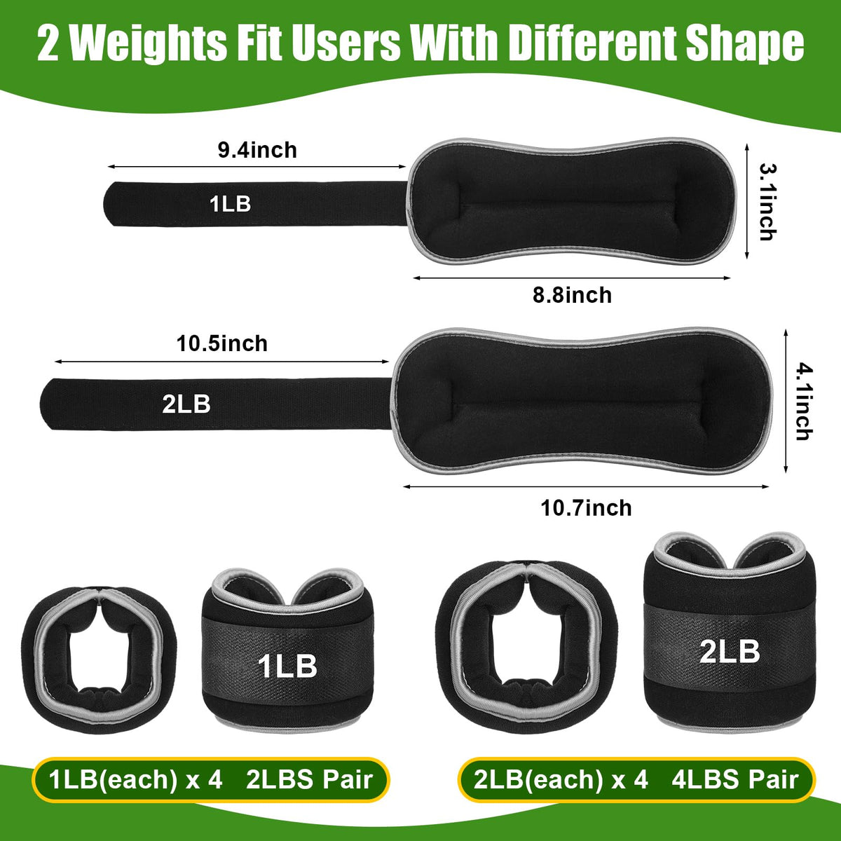 4 Pairs Adjustable Ankle Leg Weights Set T940