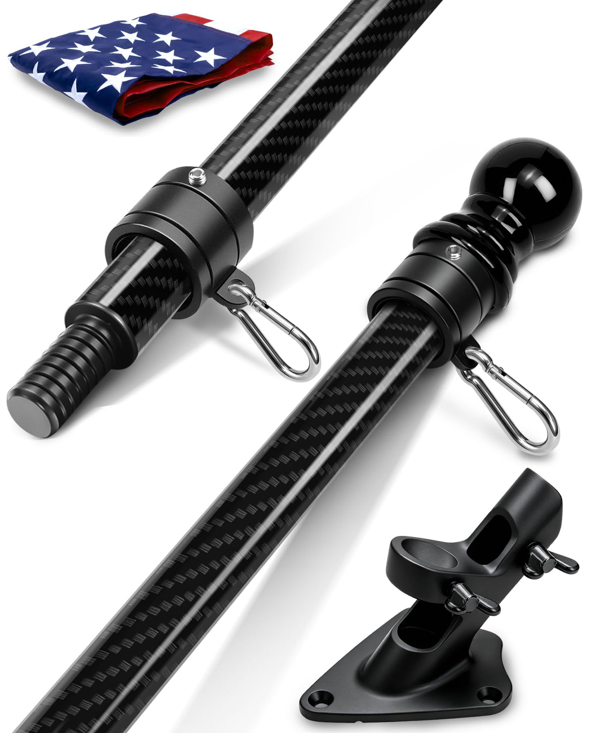 6' Carbon Fiber Flag Pole Kit with USA Flag I785457