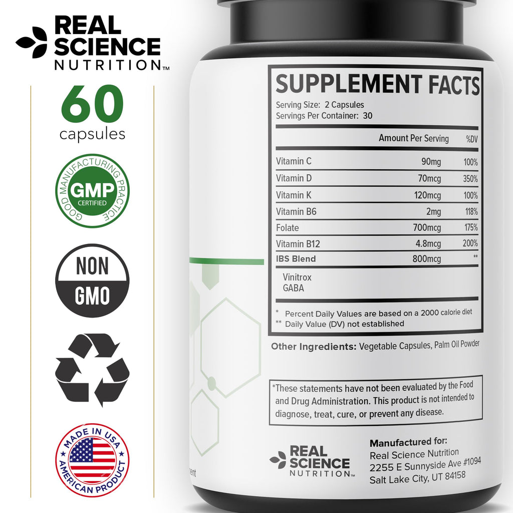 60 Caps Gut Support Supplement with Vinitrox GABA G3081