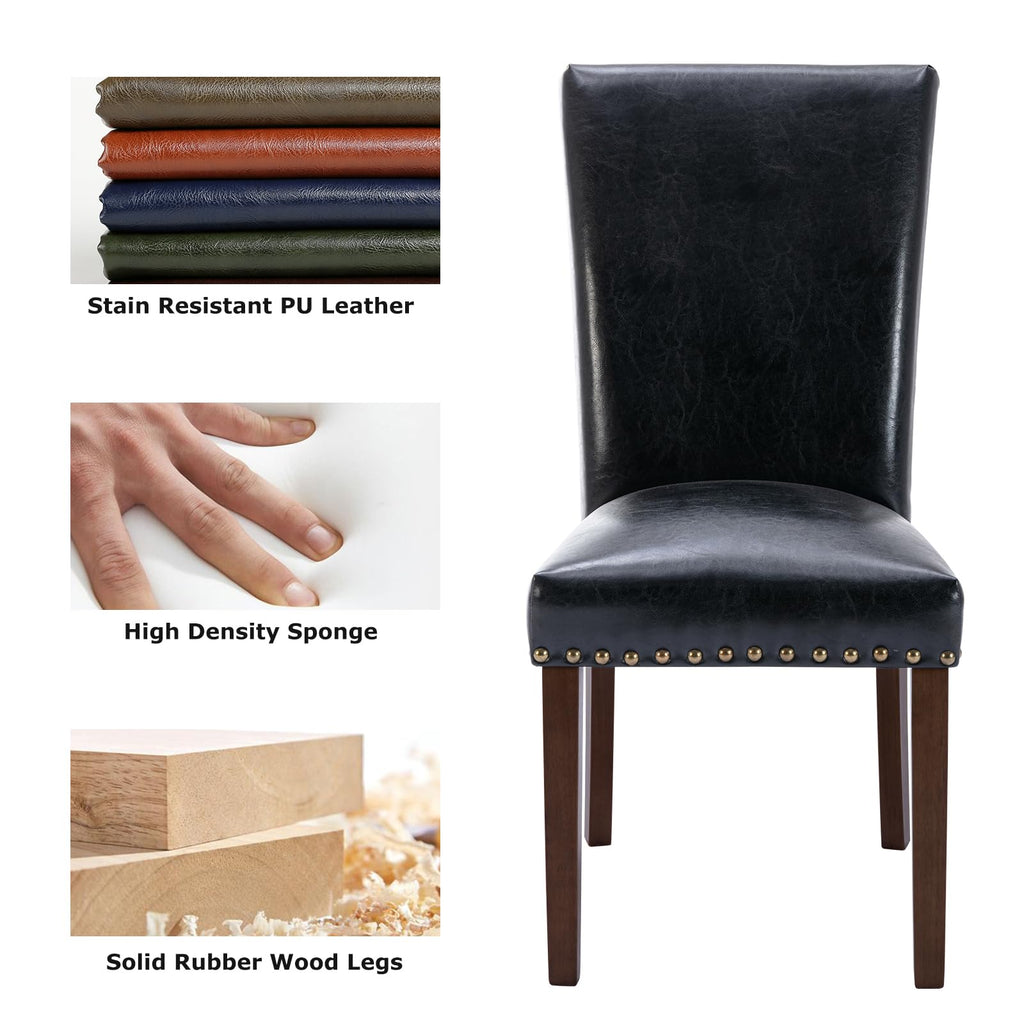 High Back Upholstered Dining Chairs Set of 2 Black H722