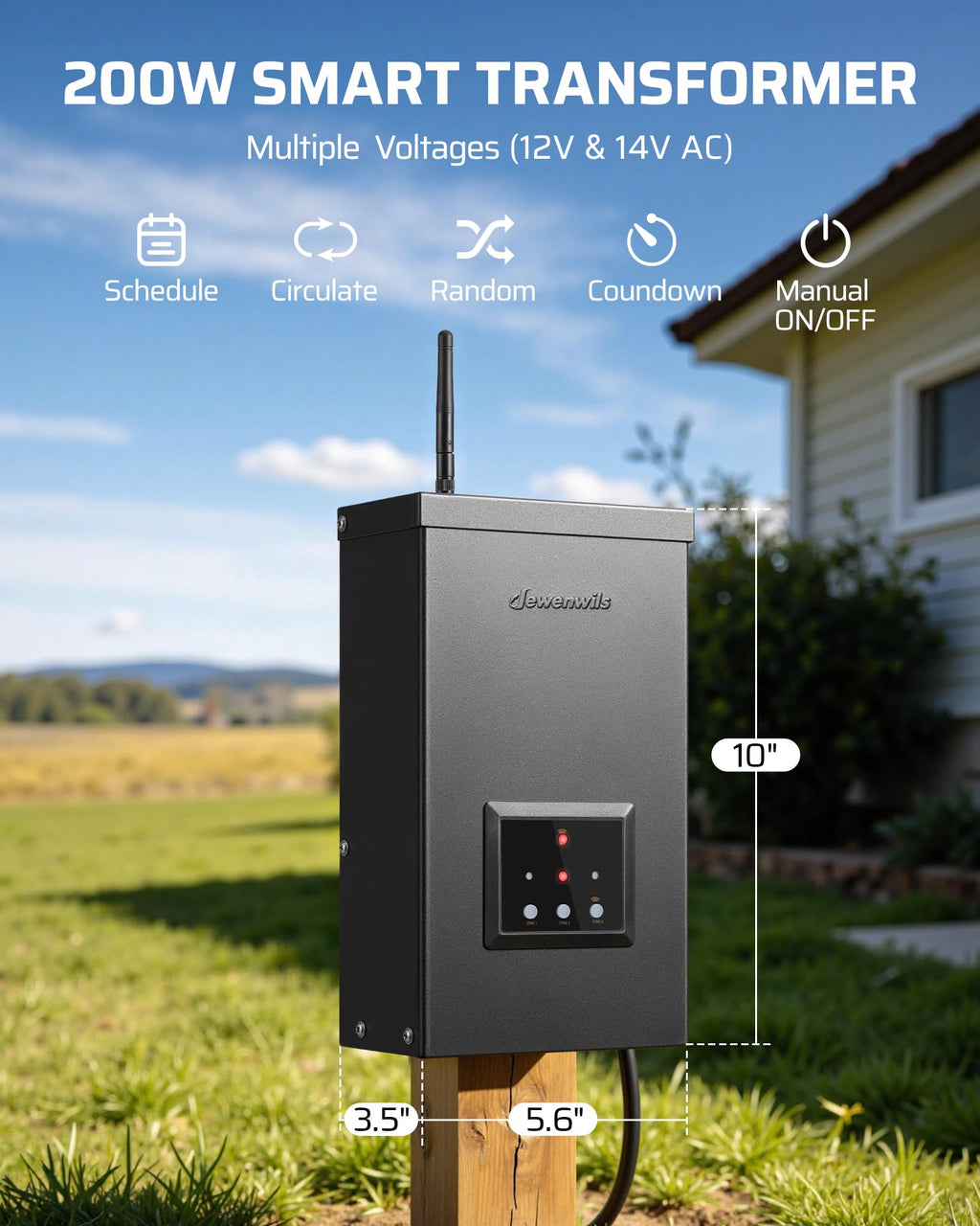 200W Low Voltage Landscape Transformer with Timer M9598