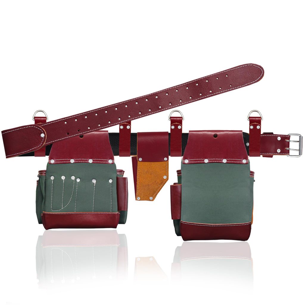 Nylon Grain Leather Carpenter Tool Belt with Padded Belt and Hammer Holder D847900