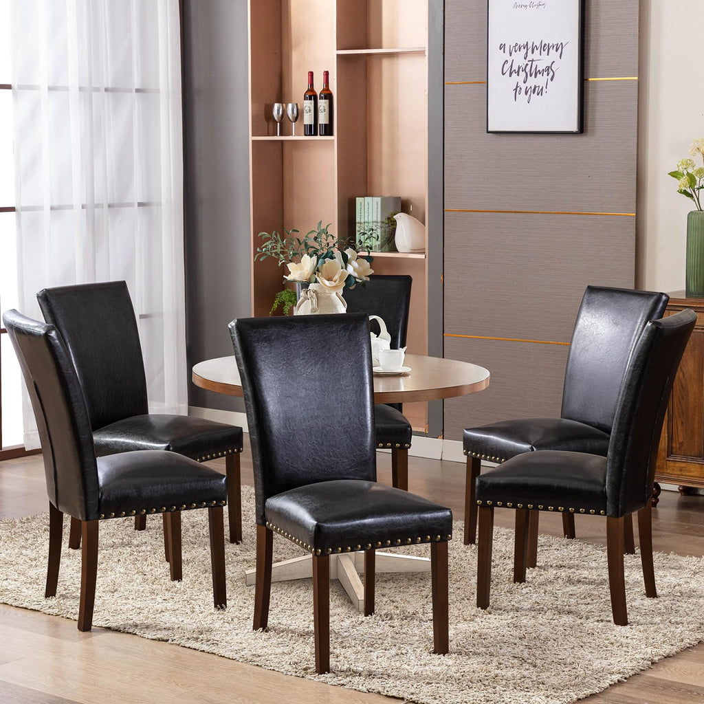 High Back Upholstered Dining Chairs Set of 2 Black H722