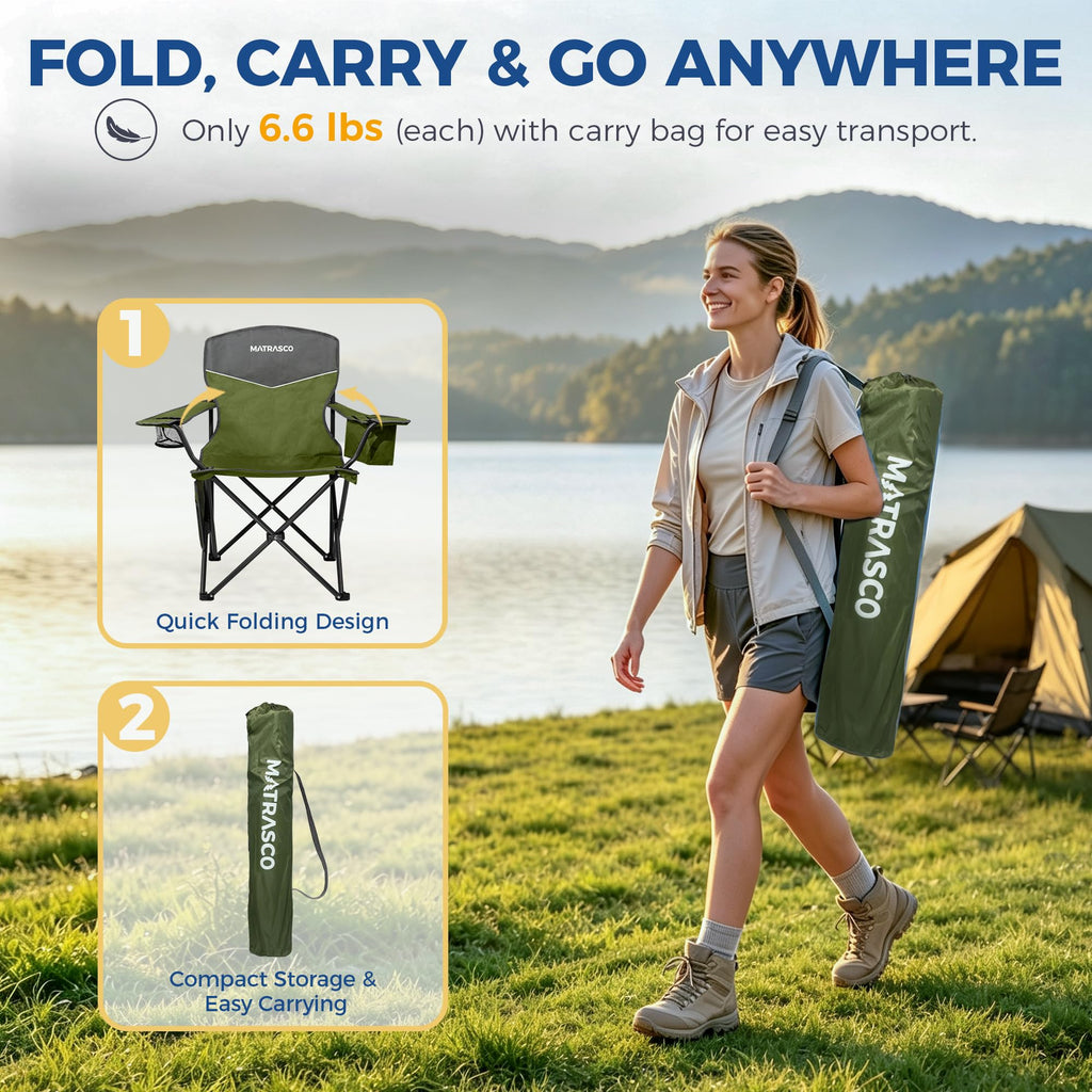 Green 2 Pack Folding Camping Chairs D47492
