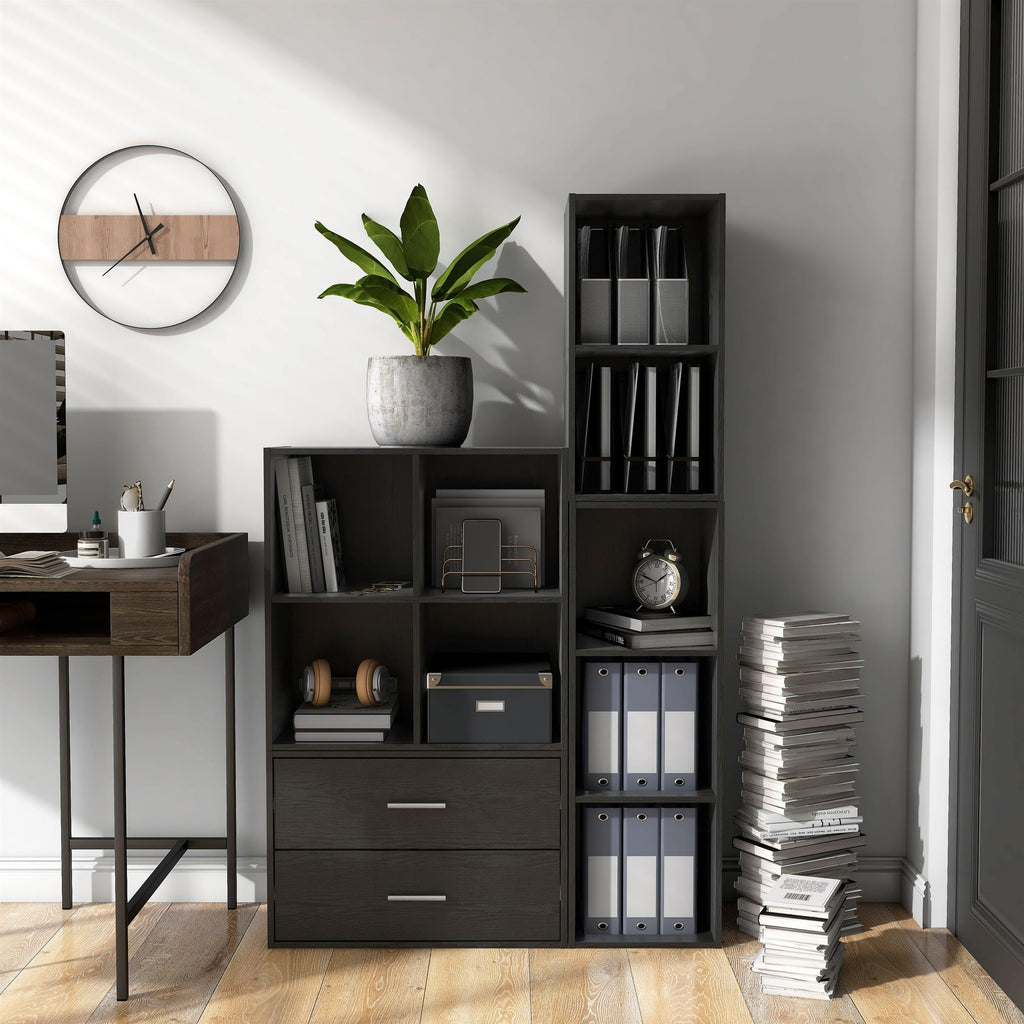 Black 4-Cube Stackable Wood Storage Organizer Shelves P47415