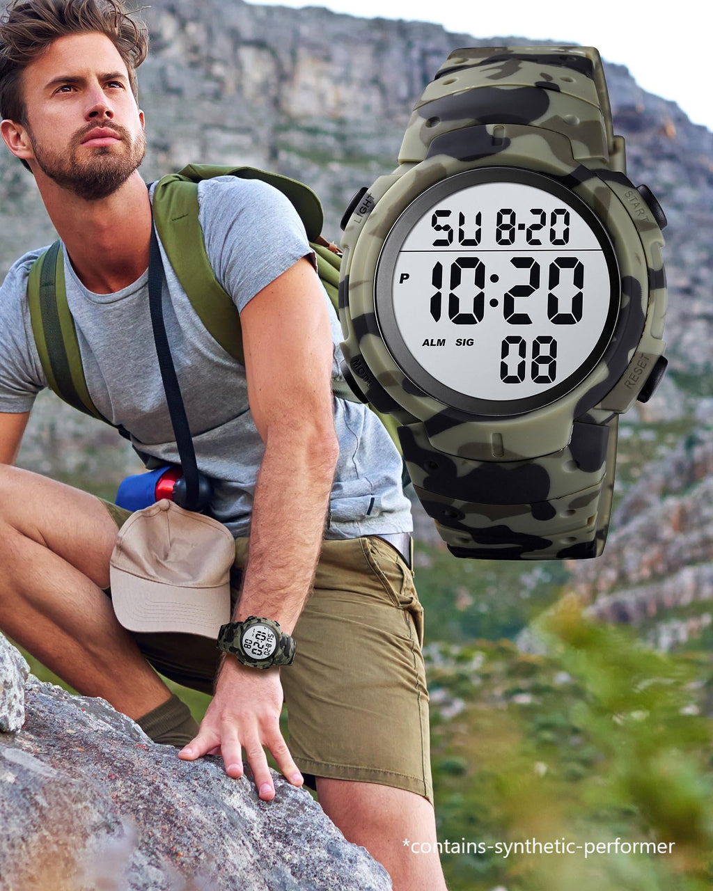Digital Watch Mens Waterproof Sport Wristwatch B390643