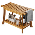 24" Teak Shower Bench with Handles & Towel Shelf D143