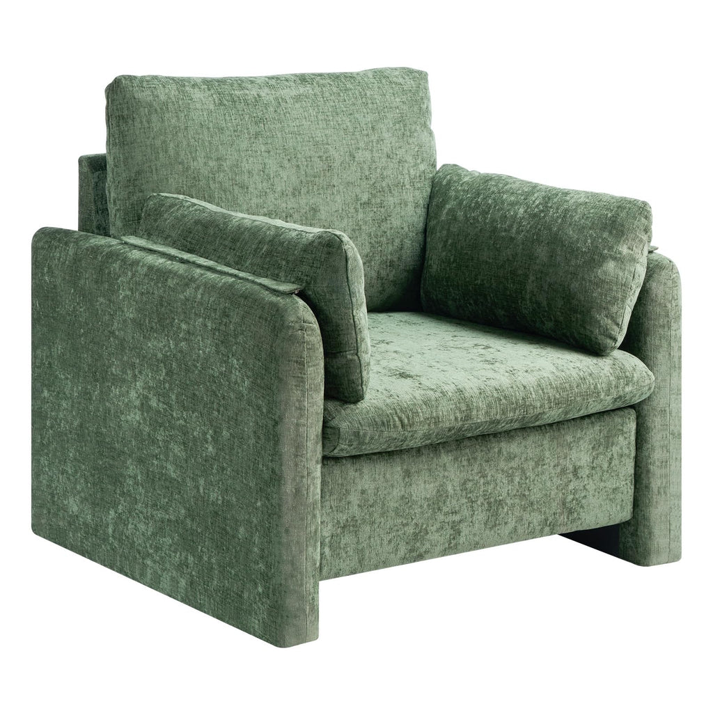 Oversized Green Accent Chair with Padded Arms K697
