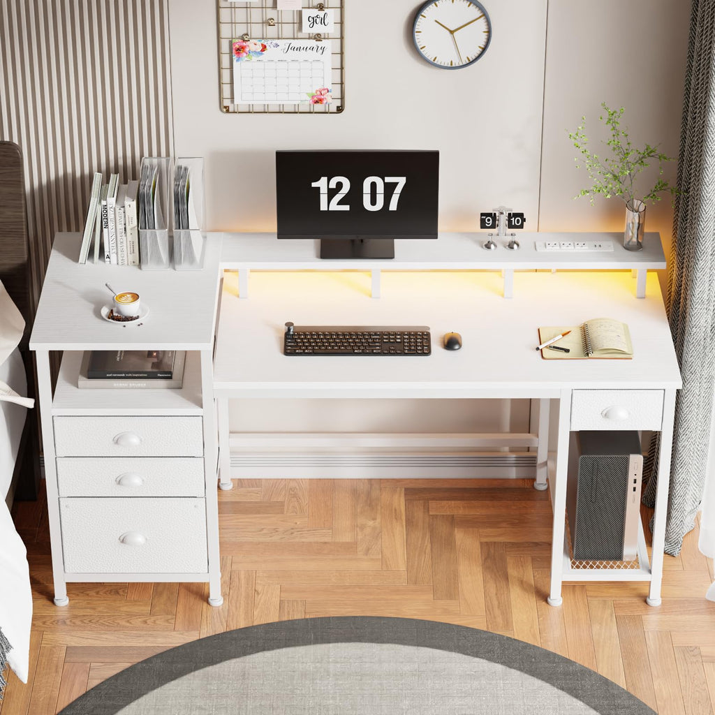 White Computer Desk with 4 Drawers L82713