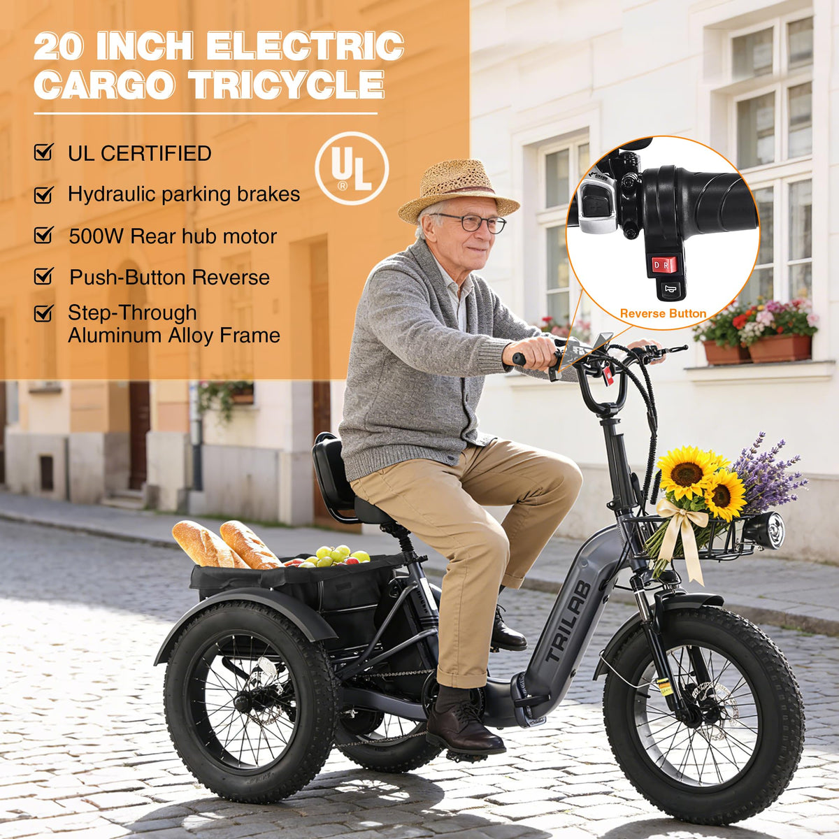 20" Fat Tire Foldable Electric Tricycle T74535